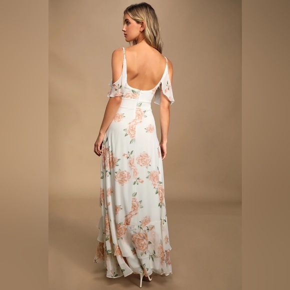 Lulus Take you There Ivory Pink Floral Maxi Dress Engagement - Picture 3 of 8